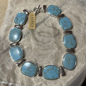 Lauren Ralph Lauren Silver Necklace with Blue Stones